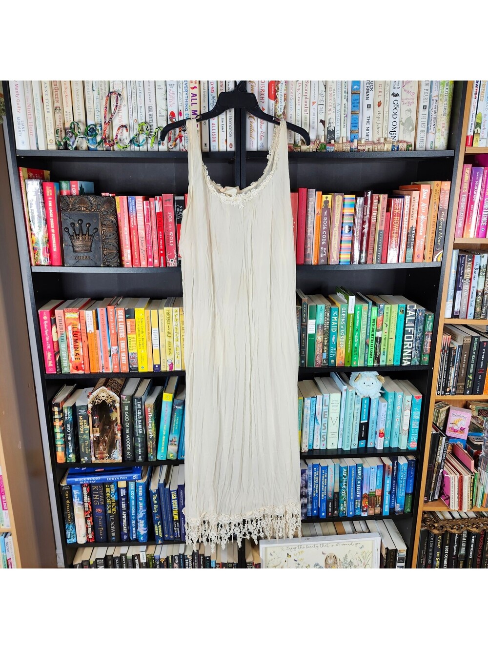 Alexander Brown Ivory Boho Crochet Fringe Sleeveless Maxi Dress Size L